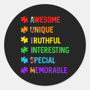 Sticker Rond Sensibilisation à l'autisme formidable unique spéc