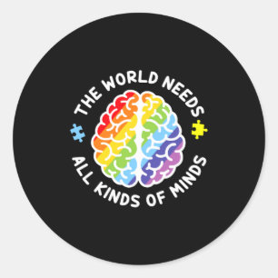 Sticker Rond Sensibilisation à l'autisme Le monde a besoin de t