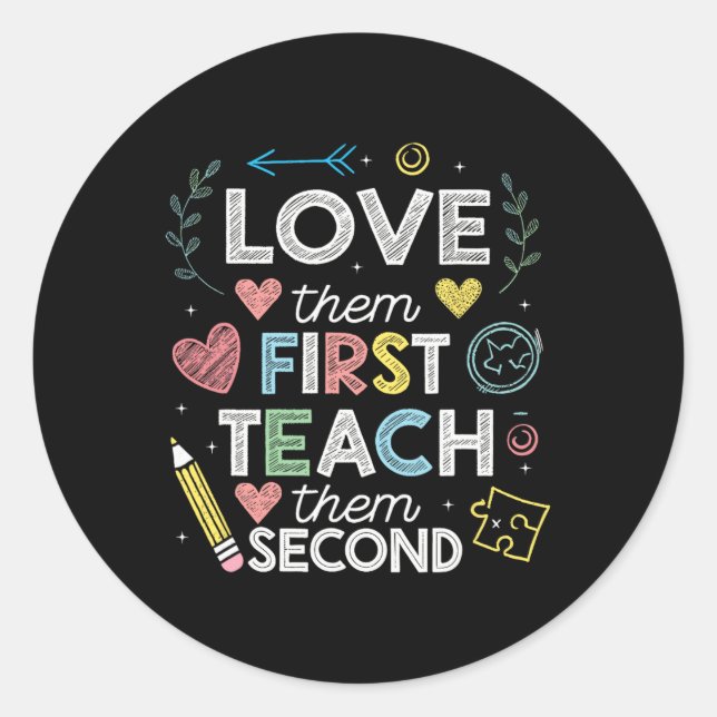 Sticker Rond Sensibilisation à l'autisme Love Them First  (Devant)