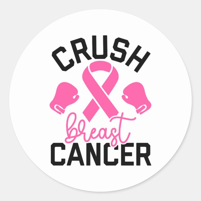 Sticker Rond Sensibilisation à l'écrasement du cancer du sein (Devant)