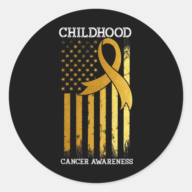 Sticker Rond Sensibilisation à l'enfance au cancer États-Unis D (Devant)