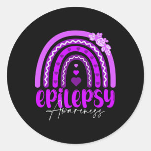 Sticker Rond Sensibilisation à l'épilepsie-arc-en-ciel Violet .