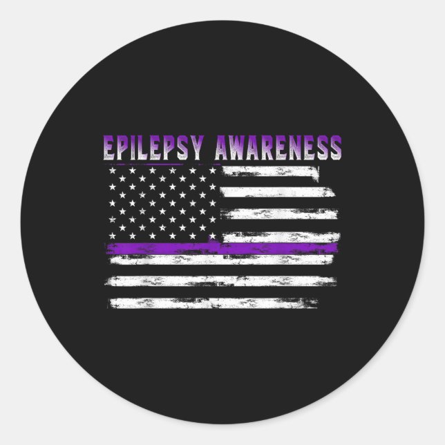 Sticker Rond Sensibilisation à l'épilepsie Drapeau américain Ep (Devant)