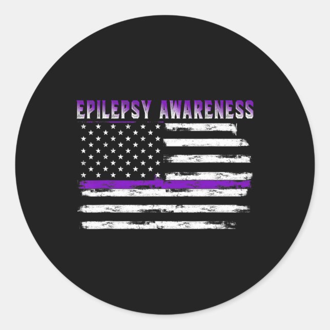 Sticker Rond Sensibilisation à l'épilepsie Drapeau américain Ep (Devant)