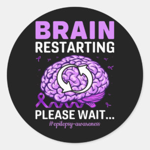 Sticker Rond Sensibilisation à l'épilepsie Drôle de cerveau Red