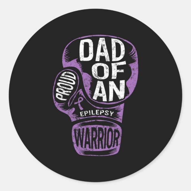 Sticker Rond Sensibilisation à l'épilepsie Fiers Papa Purple Ri (Devant)