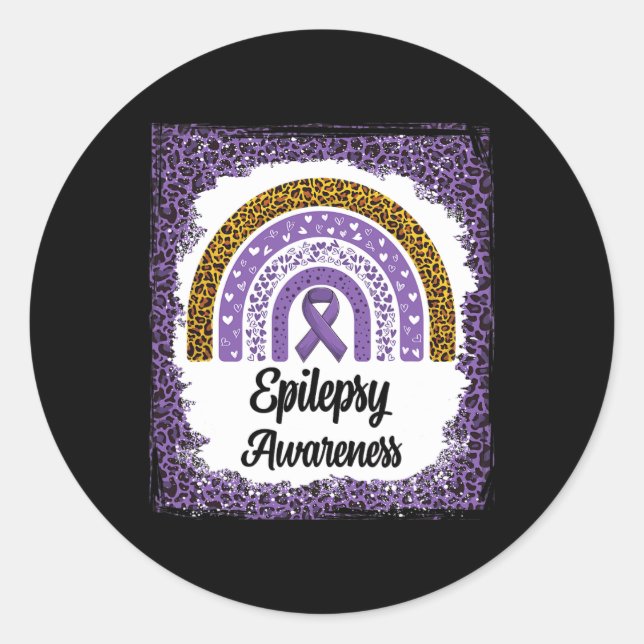 Sticker Rond Sensibilisation à l'épilepsie Léopard Arc-en-ciel  (Devant)