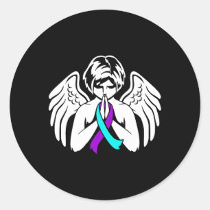 Sticker Rond Sensibilisation Angel Ribbon Happy Support Graphiq