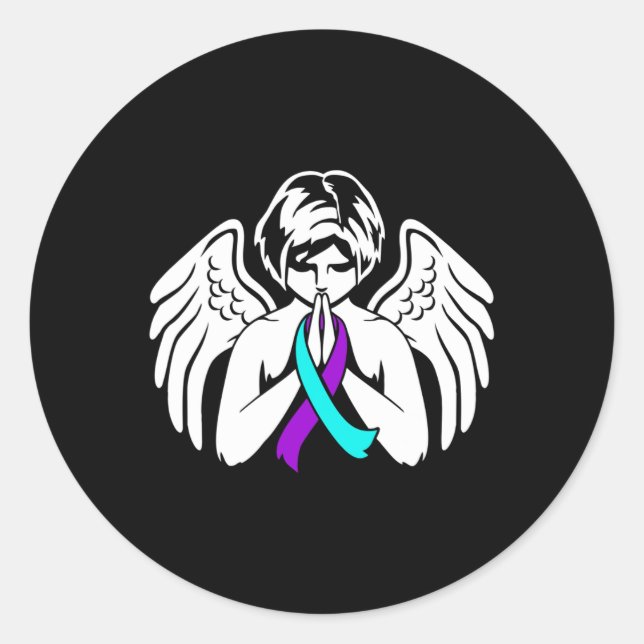 Sticker Rond Sensibilisation Angel Ribbon Happy Support Graphiq (Devant)