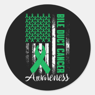Sticker Rond Sensibilisation au cancer de la bille Kelly Green