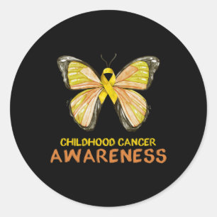 Sticker Rond Sensibilisation au cancer de l'enfant avec un ruba