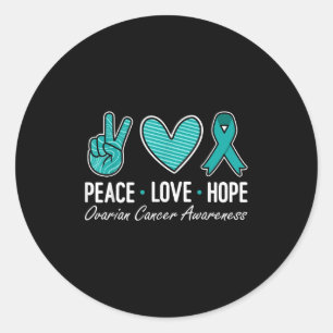 Sticker Rond Sensibilisation au cancer de l'ovaire Paix Amour J