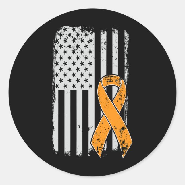 Sticker Rond Sensibilisation au cancer - Drapeau américain Vint (Devant)