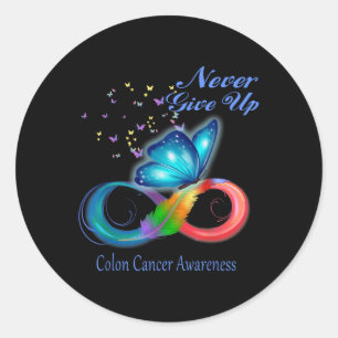 Sticker Rond Sensibilisation au cancer du côlon papillon