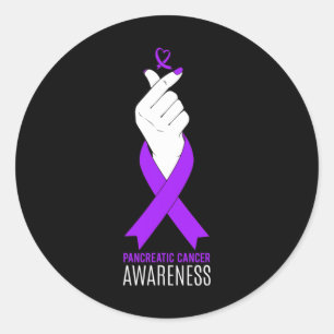 Sticker Rond Sensibilisation au cancer du pancréas Coeur du doi