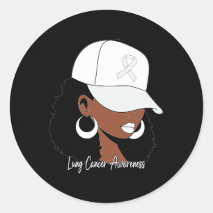 Sticker Rond Sensibilisation au cancer du poumon Femme noire Ru