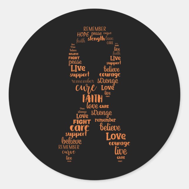 Sticker Rond Sensibilisation au cancer du rein Ribbon orange (Devant)