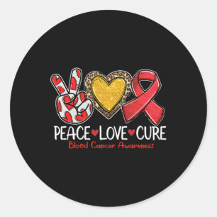 Sticker Rond Sensibilisation au cancer du sang Paix Amour Cure