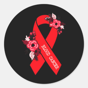 Sticker Rond Sensibilisation au cancer du sang Ruban rouge flor