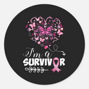 Sticker Rond Sensibilisation au cancer du sein Coeur papillon r
