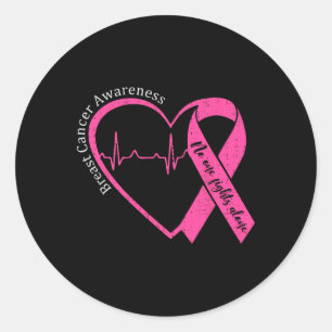 Sticker Rond Sensibilisation au cancer du sein Coeur Pink Ribbo