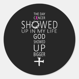 Sticker Rond Sensibilisation au cancer du sein Dieu est apparu