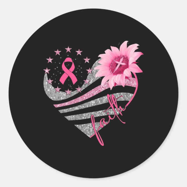 Sticker Rond Sensibilisation au cancer du sein Fleur du soleil  (Devant)