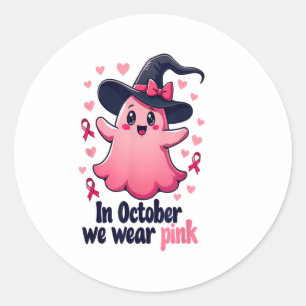 Sticker Rond Sensibilisation au cancer du sein Halloween En Oct