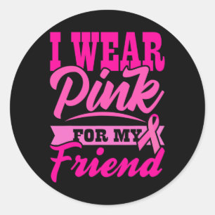 Sticker Rond Sensibilisation au cancer du sein Je porte le rose