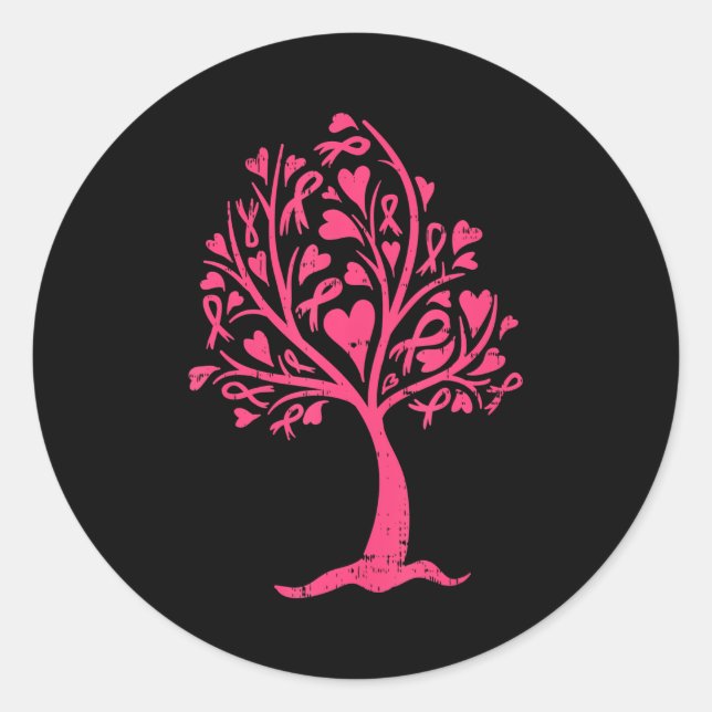 Sticker Rond Sensibilisation au cancer du sein Soutien à l'arbr (Devant)