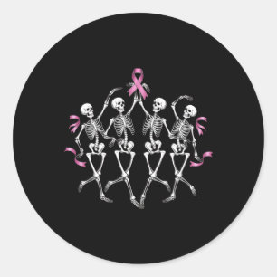 Sticker Rond Sensibilisation au cancer du sein Squelette Danser