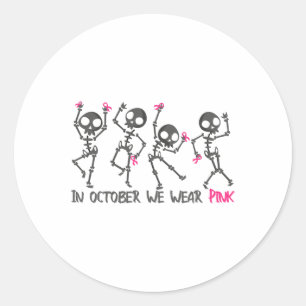 Sticker Rond Sensibilisation au cancer du sein Squelette Octobr