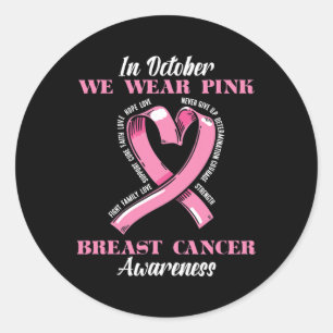 Sticker Rond Sensibilisation au cancer du sein Survivant Pink R