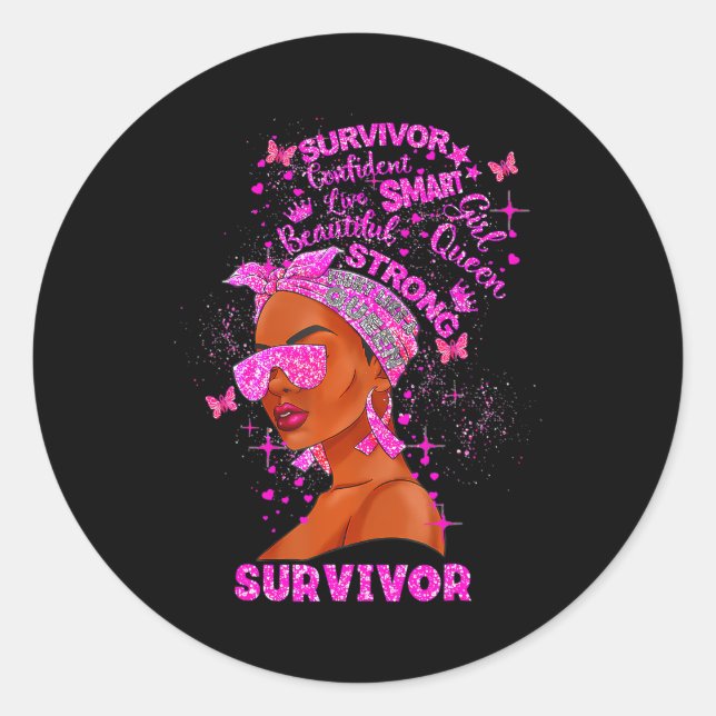 Sticker Rond Sensibilisation au cancer du sein Survivante Femme (Devant)
