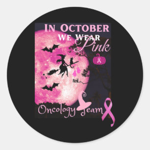 Sticker Rond Sensibilisation au cancer. En Octobre Nous Portons