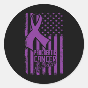 Sticker Rond Sensibilisation au cancer pancréatique Drapeau amé