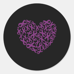 Sticker Rond Sensibilisation au cancer pancréatique Ruban pourp