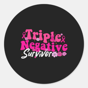 Sticker Rond Sensibilisation au cancer Triple Fleurs de survie 