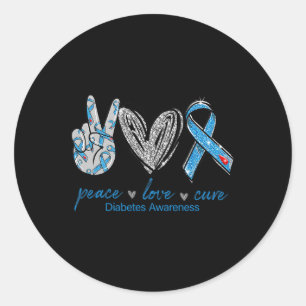 Sticker Rond Sensibilisation au diabète Paix Amour Soin