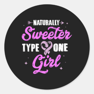 Sticker Rond Sensibilisation au diabète sucré Type One Girl Cad