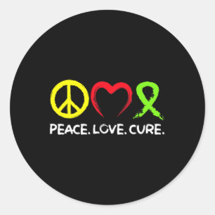 Sticker Rond Sensibilisation au lymphome Paix Amour Guérison 