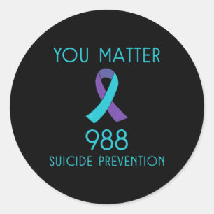 Sticker Rond Sensibilisation au suicide - 988 - Prévention du s