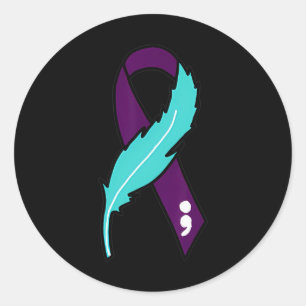 Sticker Rond Sensibilisation Au Suicide Au Ruban Santé Mentale 