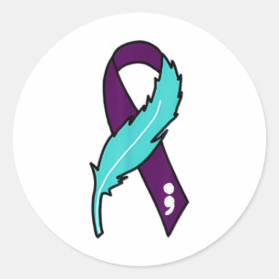 Sticker Rond Sensibilisation Au Suicide Au Ruban Santé Mentale 