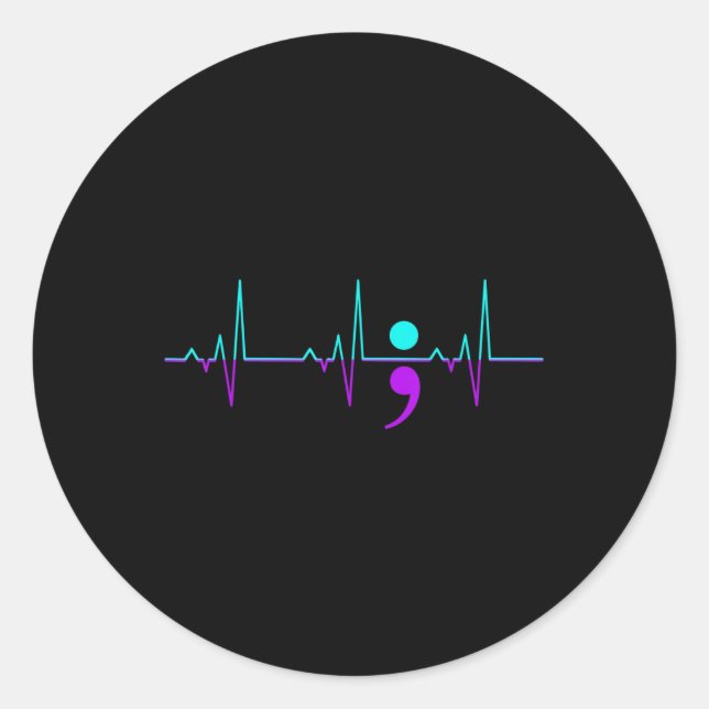 Sticker Rond Sensibilisation au suicide Heartbeat Happy Ribbon  (Devant)
