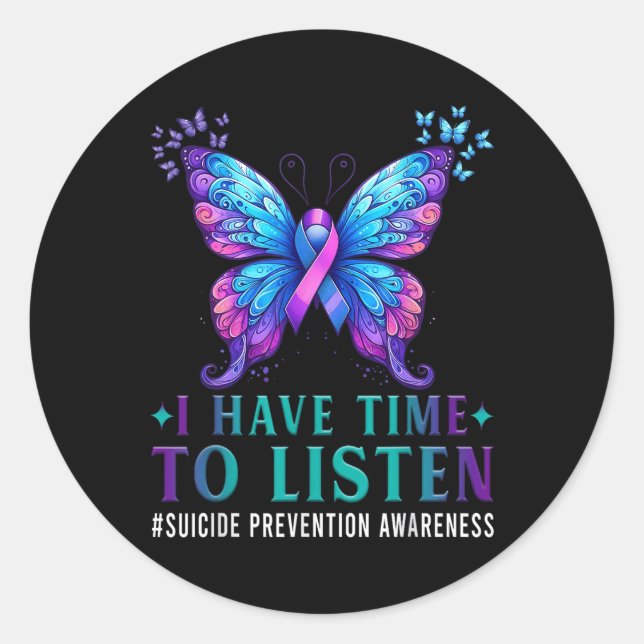 Sticker Rond Sensibilisation Au Suicide J'Ai Le Temps D'Écouter (Devant)