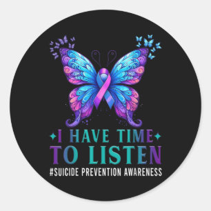 Sticker Rond Sensibilisation Au Suicide J'Ai Le Temps D'Écouter