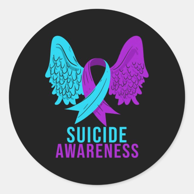 Sticker Rond Sensibilisation au suicide Ruban Santé mentale Dép (Devant)