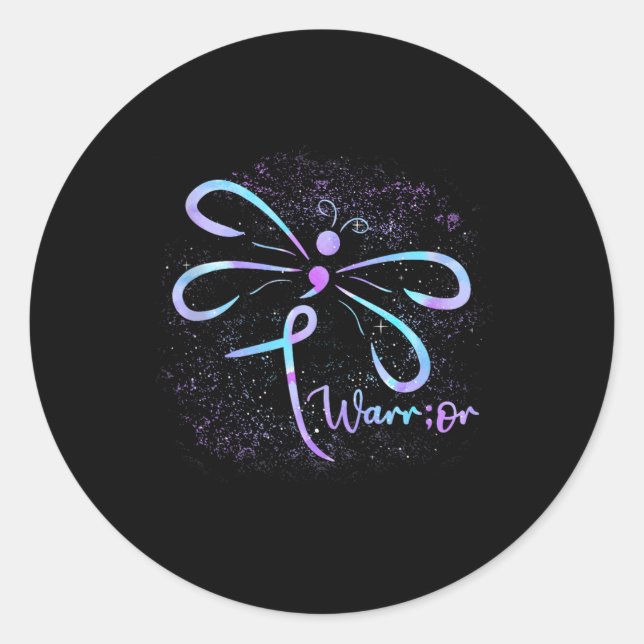 Sticker Rond Sensibilisation au suicide Semicolon Dragonfly San (Devant)