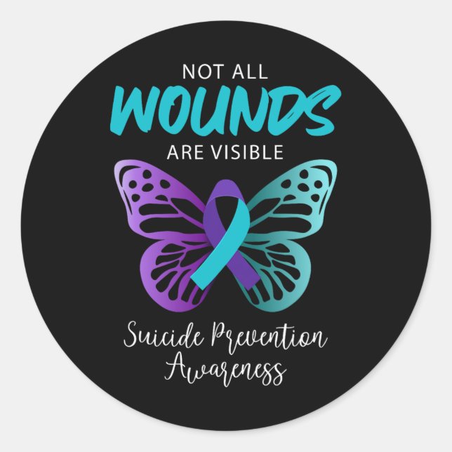 Sticker Rond Sensibilisation au suicide Toutes les blessures ne (Devant)